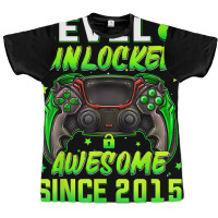 Level 8 Unlocked Video Game 8th Birthday Gamer Boys Kids T Shirt Graphic T-shirt | Artistshot