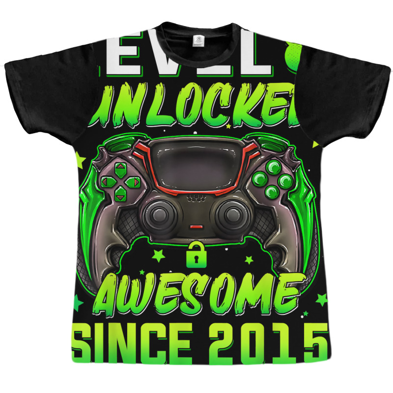 Level 8 Unlocked Video Game 8th Birthday Gamer Boys Kids T Shirt Graphic T-shirt | Artistshot