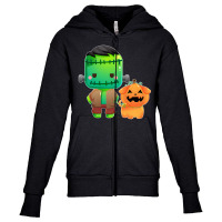 Artistshot Trending Frankenstein Dracula Frankenstein Monster Hallowee Youth Zipper Hoodie | Artistshot