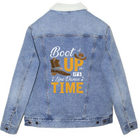 Boot Up It's Line Dance Time Cowboy Western Music Country Unisex Sherpa-lined Denim Jacket | Artistshot