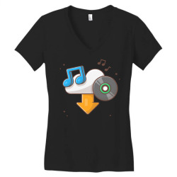 cloud download music with vinyl Women's V-Neck T-Shirt | Artistshot