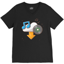 cloud download music with vinyl V-Neck Tee | Artistshot