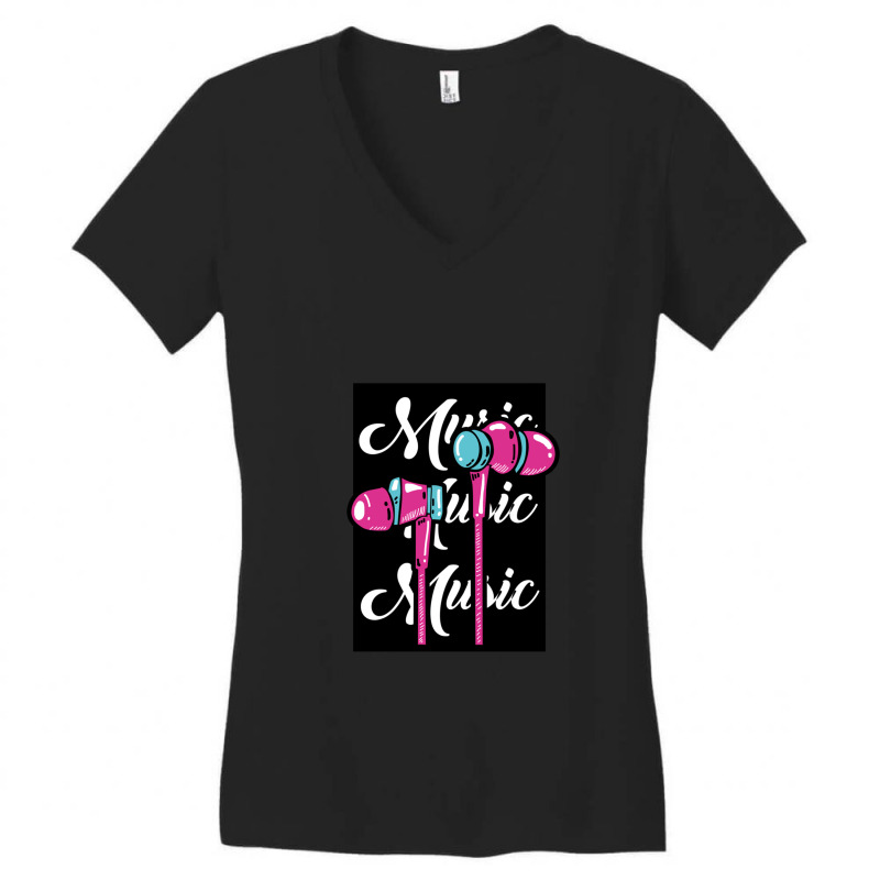 Music In Ear Headphones Songs Songs Women's V-Neck T-Shirt by NANCYLTICKLE-SUMMERS | Artistshot