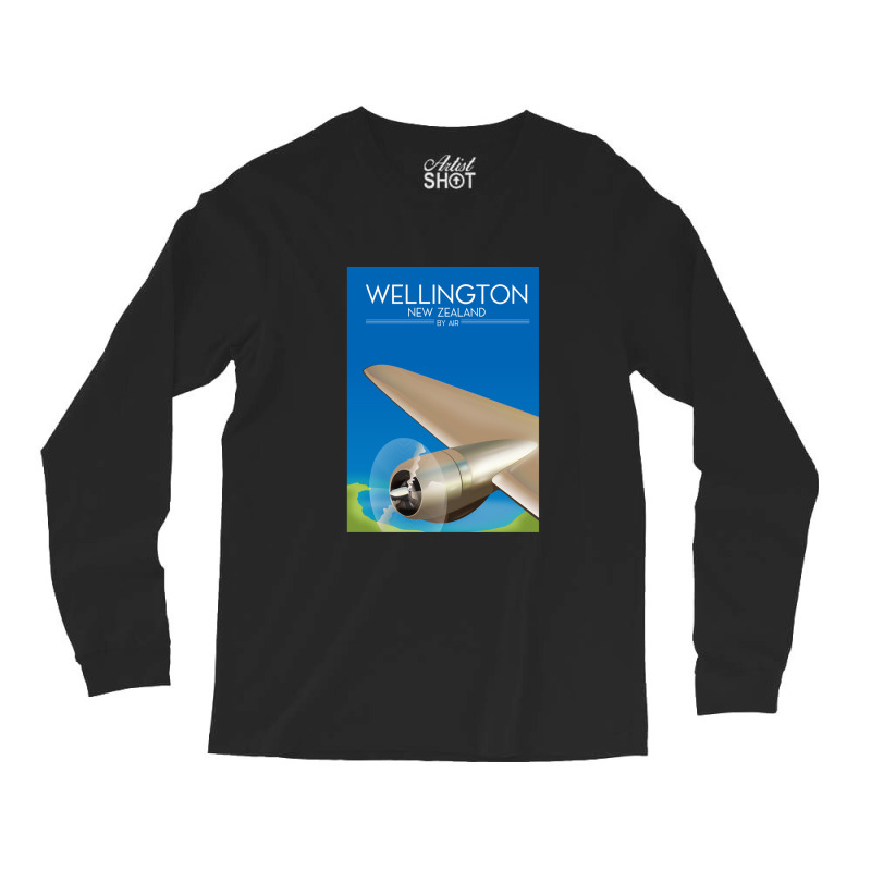 Wellington New Zealand Flight Poster .png Long Sleeve Shirts | Artistshot