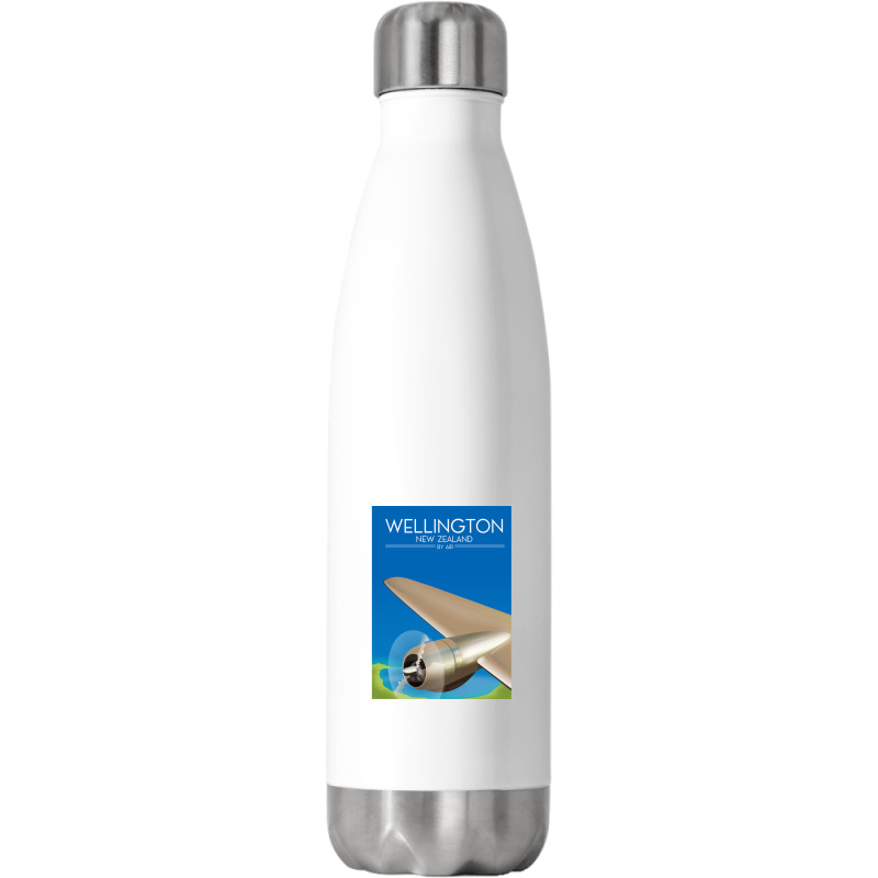 Wellington New Zealand Flight Poster 1.png Stainless Steel Water Bottle | Artistshot