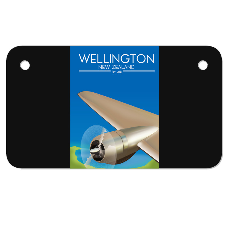 Wellington New Zealand Flight Poster 1.png Motorcycle License Plate | Artistshot