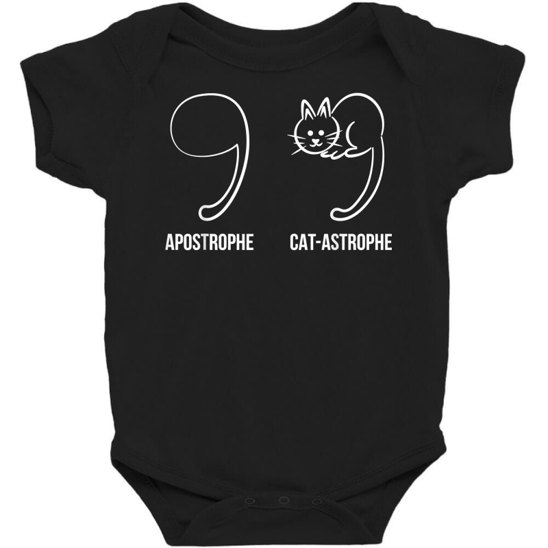 Apostrophe Vs Catastrophe. Funny Cat Pun English Grammar T Shirt Baby Bodysuit by berkenby | Artistshot