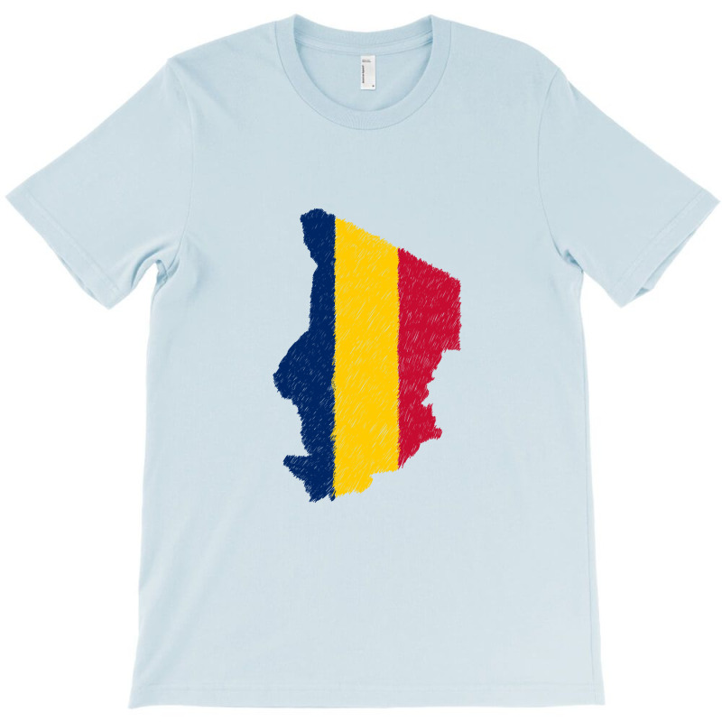 Chad Flag Map Drawing Line Art T-shirt | Artistshot