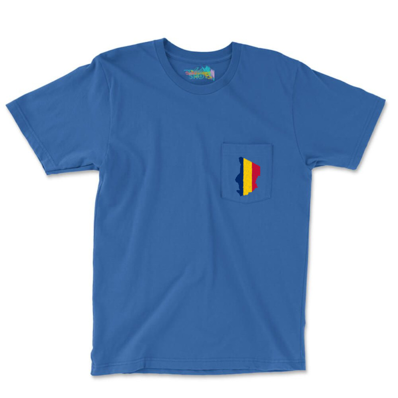 Chad Flag Map Drawing Line Art Pocket T-shirt | Artistshot