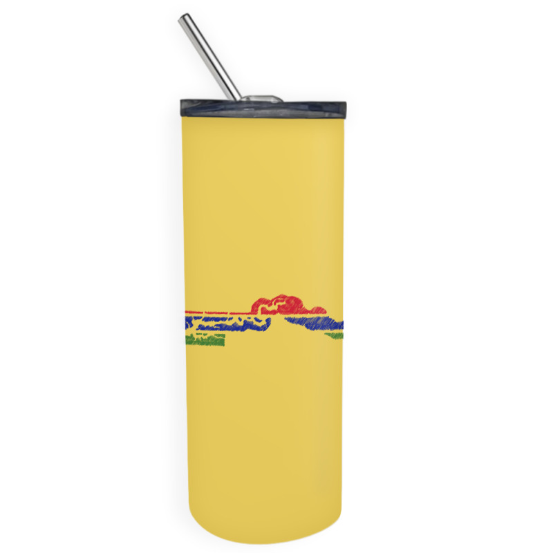 Gambia Flag Map Drawing Line Art Skinny Tumbler | Artistshot