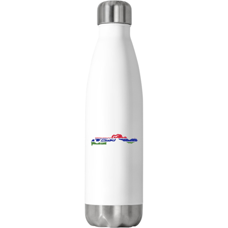 Gambia Flag Map Drawing Line Art Stainless Steel Water Bottle | Artistshot