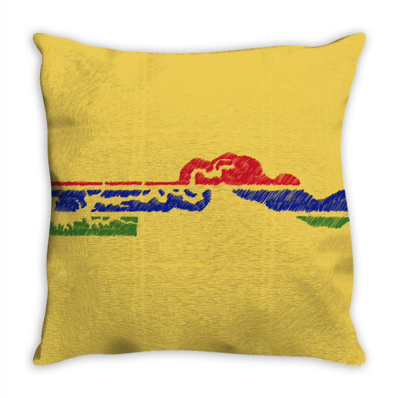 Gambia Flag Map Drawing Line Art Throw Pillow | Artistshot