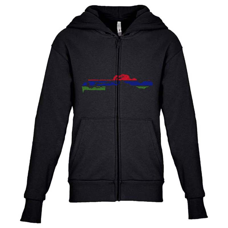 Gambia Flag Map Drawing Line Art Youth Zipper Hoodie | Artistshot