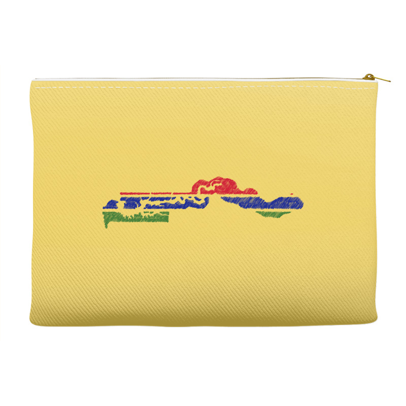 Gambia Flag Map Drawing Line Art Accessory Pouches | Artistshot