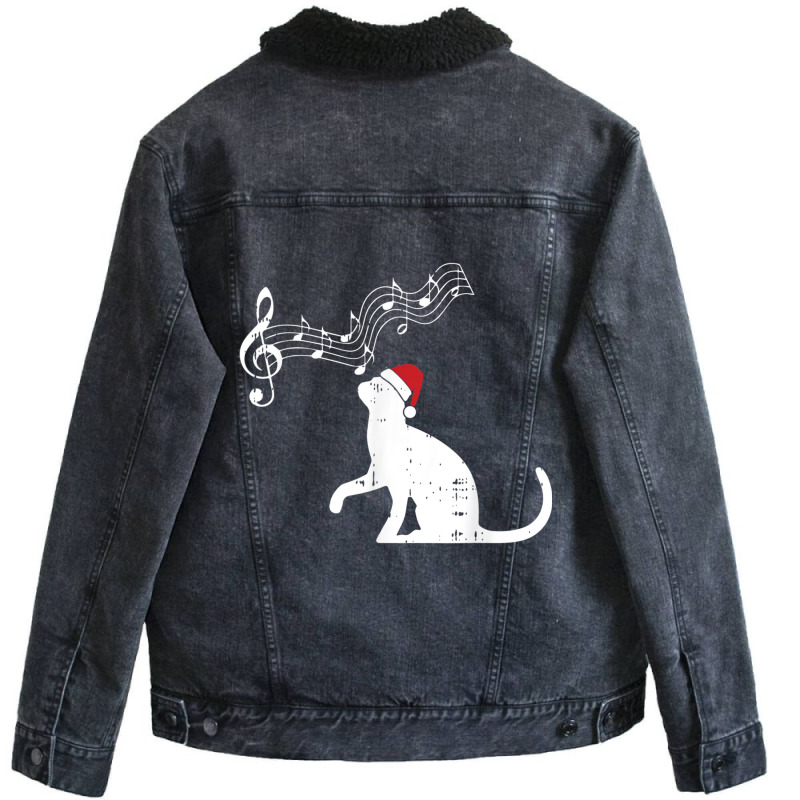 Cat Music Note Christmas Pajama Cute Kitten Kitty Musician T Shirt Unisex Sherpa-Lined Denim Jacket by bettincam | Artistshot