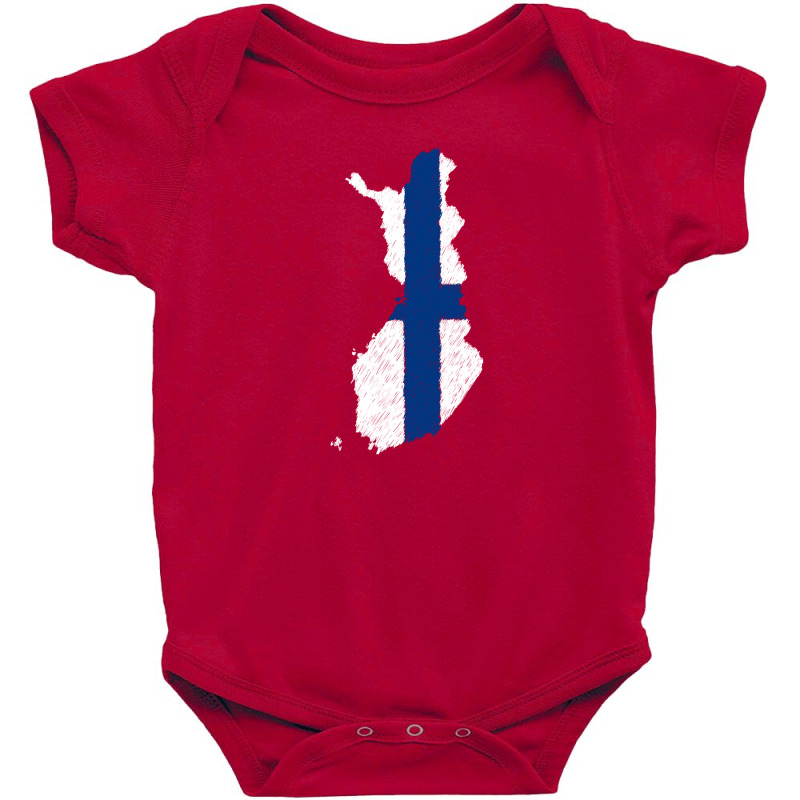 Finland Flag Map Drawing Line Art Baby Bodysuit by Erwin Saputra Art | Artistshot