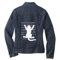 Cat Music Sheet Cat Music Musical Note 1 Ladies Denim Jacket | Artistshot