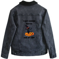 I Love Horror Movies And My Cat 7 Unisex Sherpa-lined Denim Jacket | Artistshot