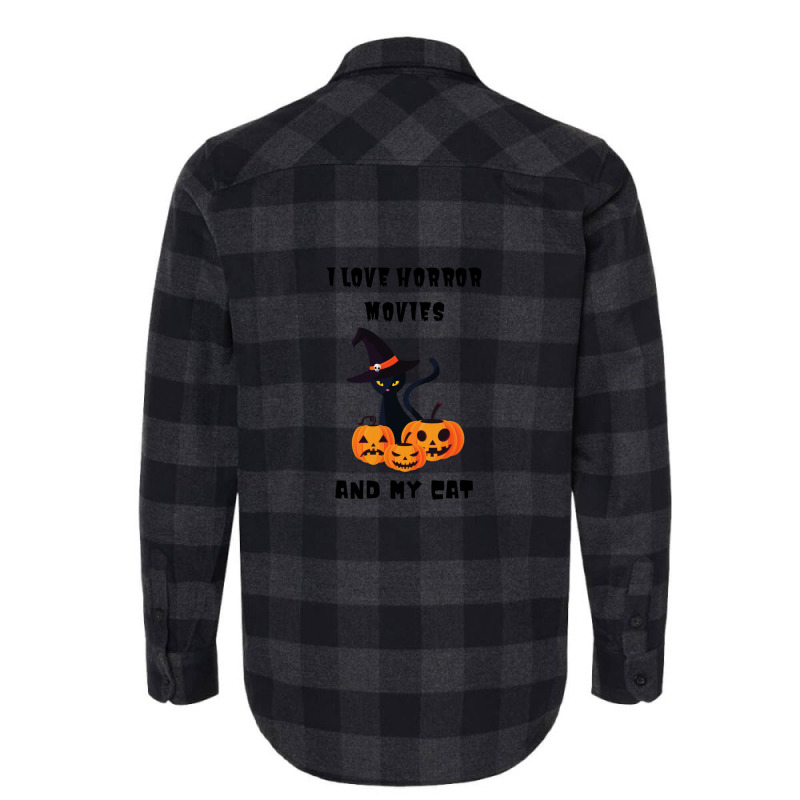 I Love Horror Movies And My Cat 7 Flannel Shirt | Artistshot