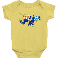 Falkland Island Malvinas Flag Map Drawing Line Art Baby Bodysuit | Artistshot