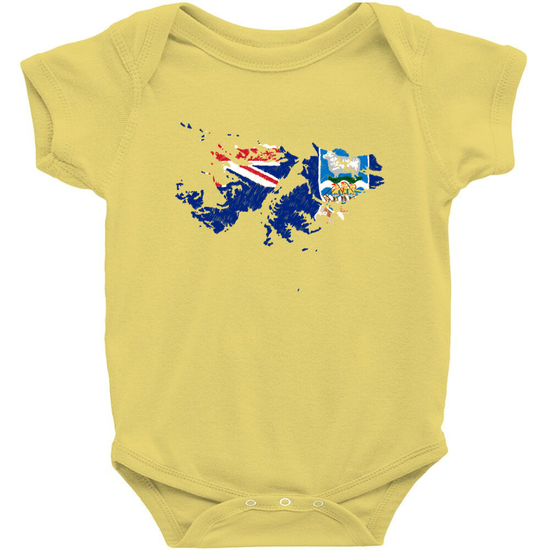 Falkland Island Malvinas Flag Map Drawing Line Art Baby Bodysuit by Erwin Saputra Art | Artistshot