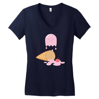 Ice Cream Ghost Women's V-neck T-shirt Designed By Budi