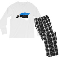 Estonia Flag Map Drawing Line Art Men's Long Sleeve Pajama Set | Artistshot