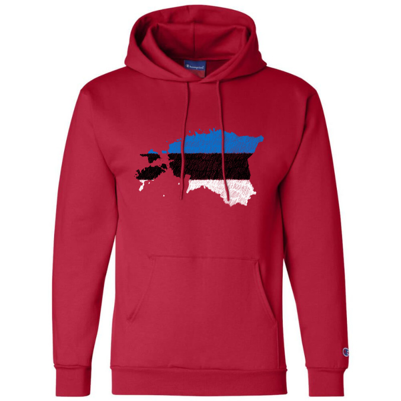 Estonia Flag Map Drawing Line Art Champion Hoodie | Artistshot