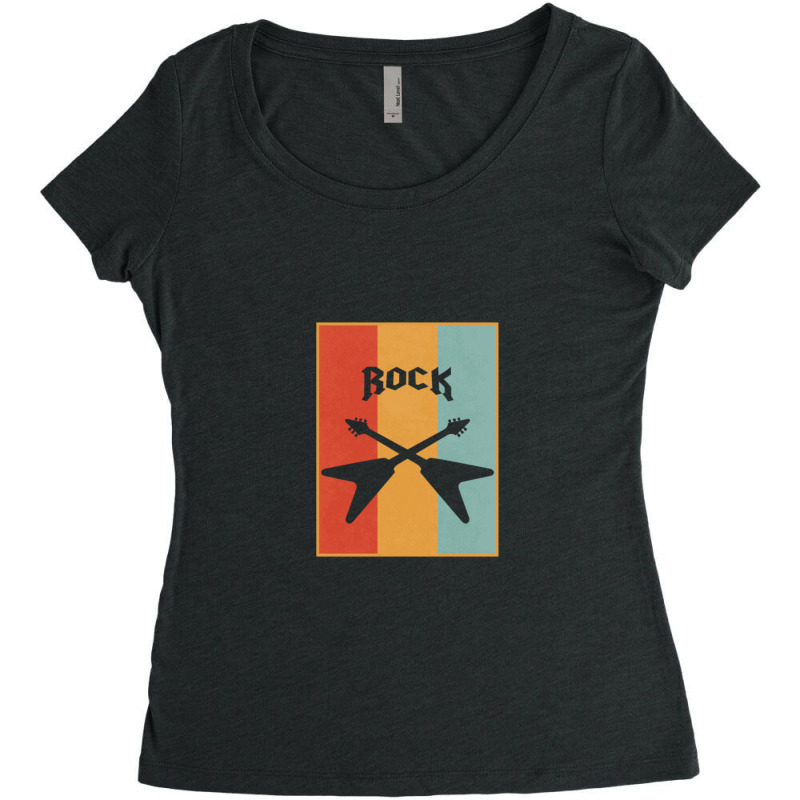 Rock Music Rock Guitar Instrument Music Women's Triblend Scoop T-shirt by HakimMohamed | Artistshot