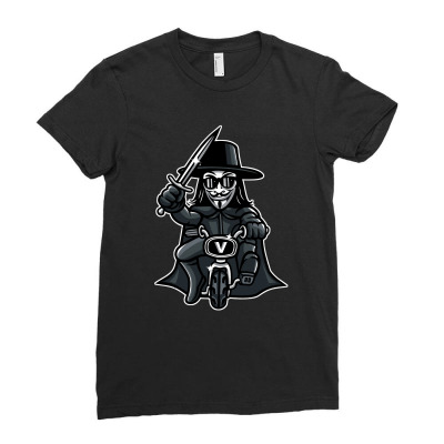 Vendetta Biker Ladies Fitted T-shirt Designed By Douglasstencil