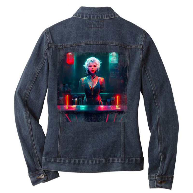 Marilyn Cyberpunk Girl Monroe Futuristic Vintage Model Grey T Shirt Ladies Denim Jacket by chomibe | Artistshot