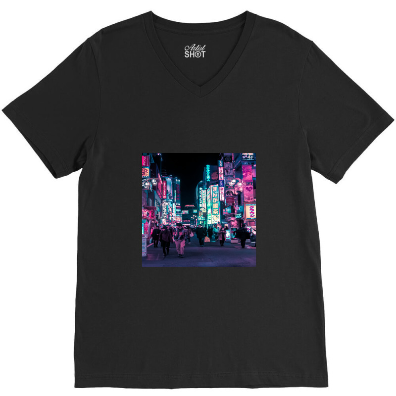 Heart Full Of Neon Cyberpunk Overload V-Neck Tee by punimsalufu | Artistshot