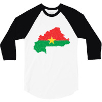 Burkina Faso Flag Map Drawing Line Art 3/4 Sleeve Shirt | Artistshot