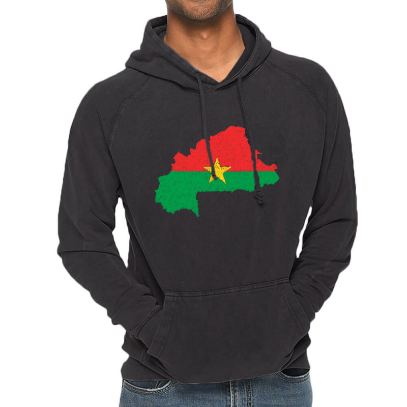 Burkina Faso Flag Map Drawing Line Art Vintage Hoodie by Erwin Saputra Art | Artistshot