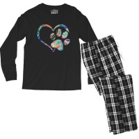 Pawprint Tie Dye Rainbow Inspired Dog Paw Print Gift Classic Men's Long Sleeve Pajama Set | Artistshot