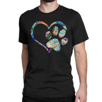 Pawprint Tie Dye Rainbow Inspired Dog Paw Print Gift Classic Classic T-shirt | Artistshot