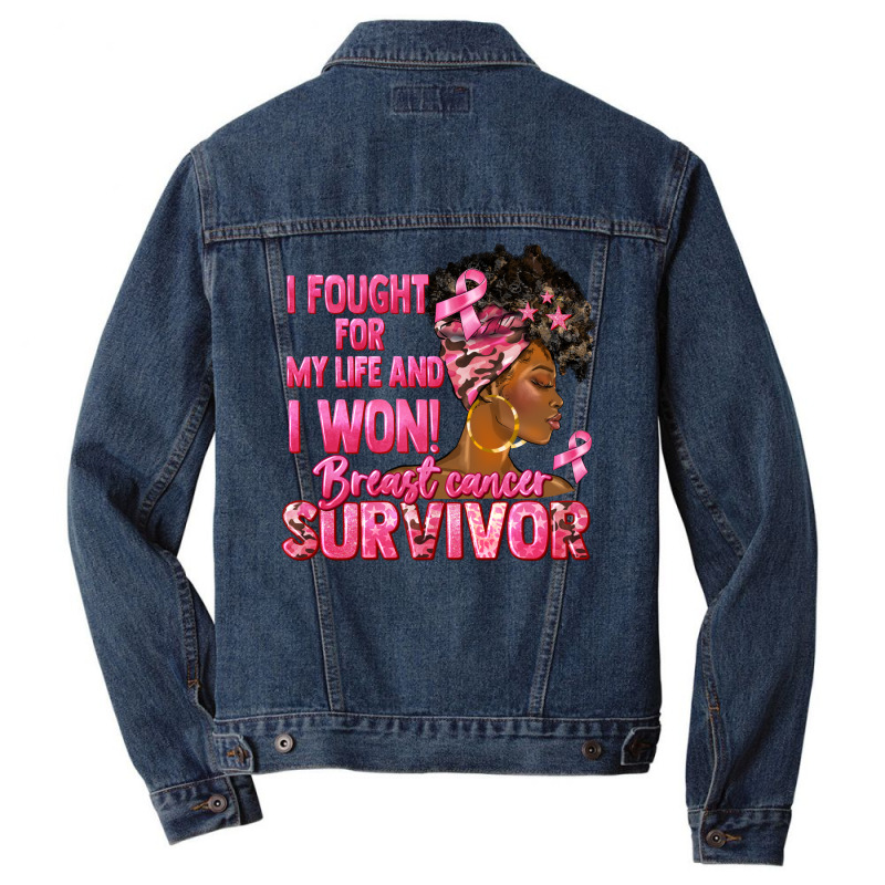 Breast Cancer Survivor I Won Black Woman Men Denim Jacket | Artistshot