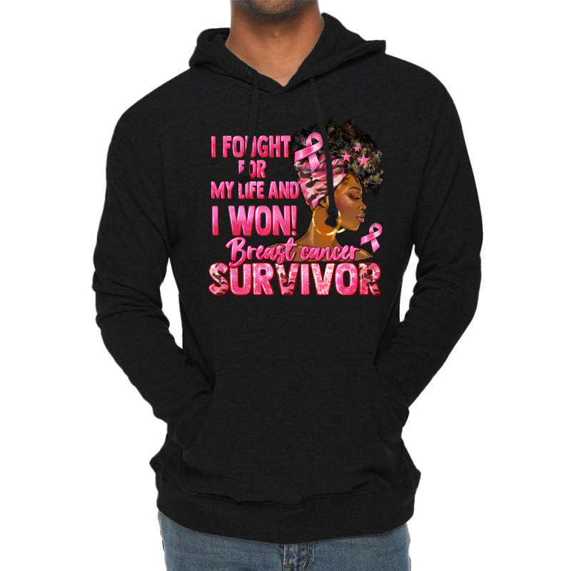 Breast Cancer Survivor I Won Black Woman Lightweight Hoodie | Artistshot