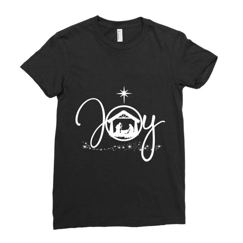 Jesus Christian Christmas Joy Jesus Nativity Scene Faith 536 Christian Ladies Fitted T-Shirt by Karies_Store | Artistshot