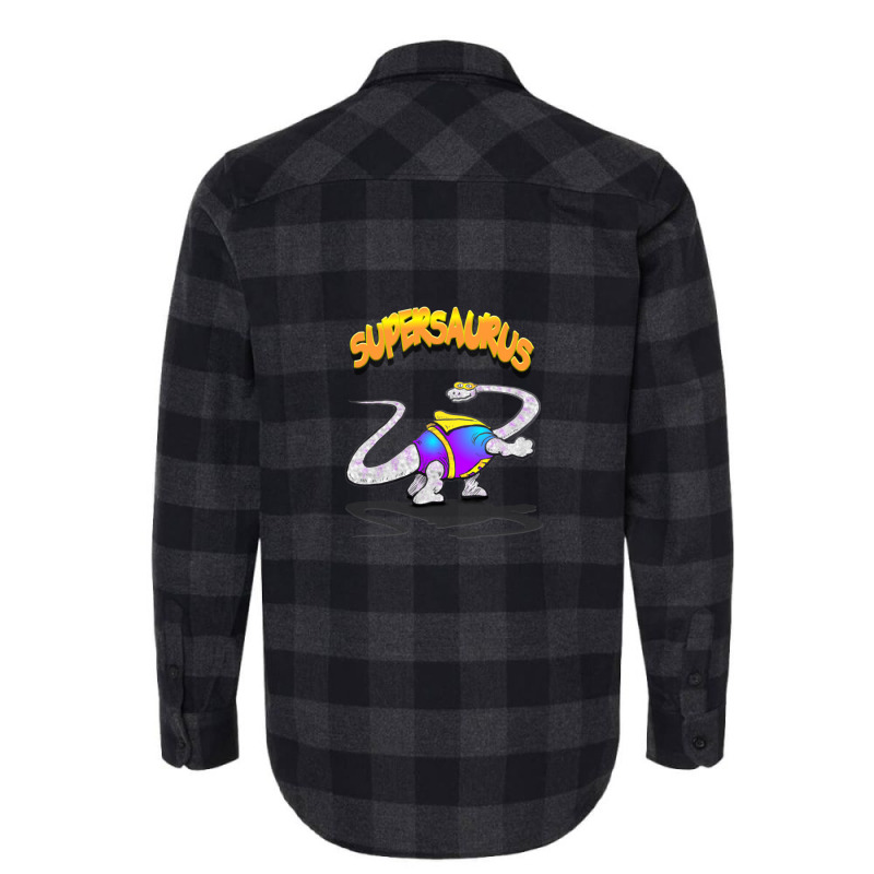 Supersaurus (kids' Cartoon Dinosaur Superhero) Flannel Shirt | Artistshot