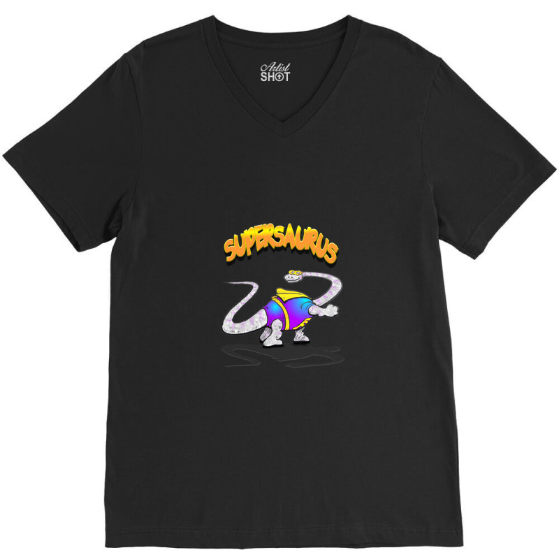 Supersaurus (kids' Cartoon Dinosaur Superhero) V-neck Tee | Artistshot