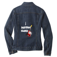 I Destroy Silence Guitar Ladies Denim Jacket | Artistshot