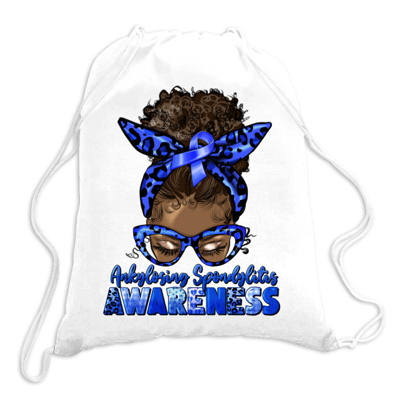 Ankylosing Spondylitis Awareness Afro Messy Bun Drawstring Bags | Artistshot