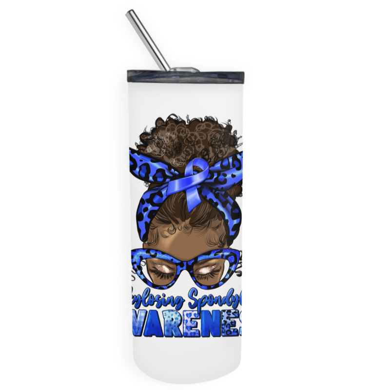 Ankylosing Spondylitis Awareness Afro Messy Bun Skinny Tumbler | Artistshot