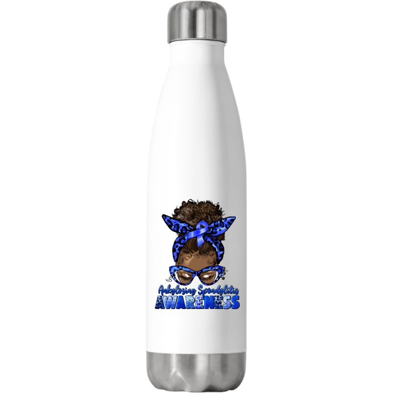 Ankylosing Spondylitis Awareness Afro Messy Bun Stainless Steel Water Bottle | Artistshot