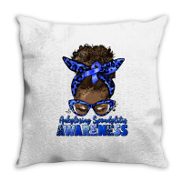 Ankylosing Spondylitis Awareness Afro Messy Bun Throw Pillow | Artistshot