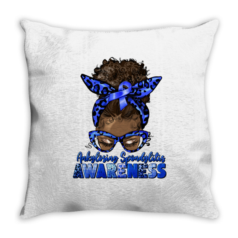 Ankylosing Spondylitis Awareness Afro Messy Bun Throw Pillow | Artistshot