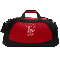 Hello 7 Languages Hola Bonjour Ni Hao Chinese French Italian Active Duffel | Artistshot