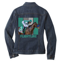 Flightline Horse Racing Thoroughbred Del Mar Santa Anita T Shirt Ladies Denim Jacket | Artistshot