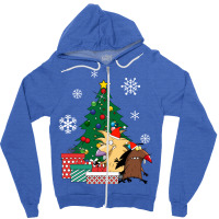 Angry Beavers Around The Christmas Tree Zipper Hoodie | Artistshot